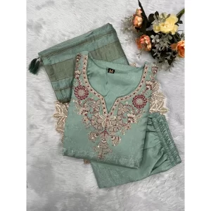 Roman Silk Embroidered Festive Wear Dress 2613B